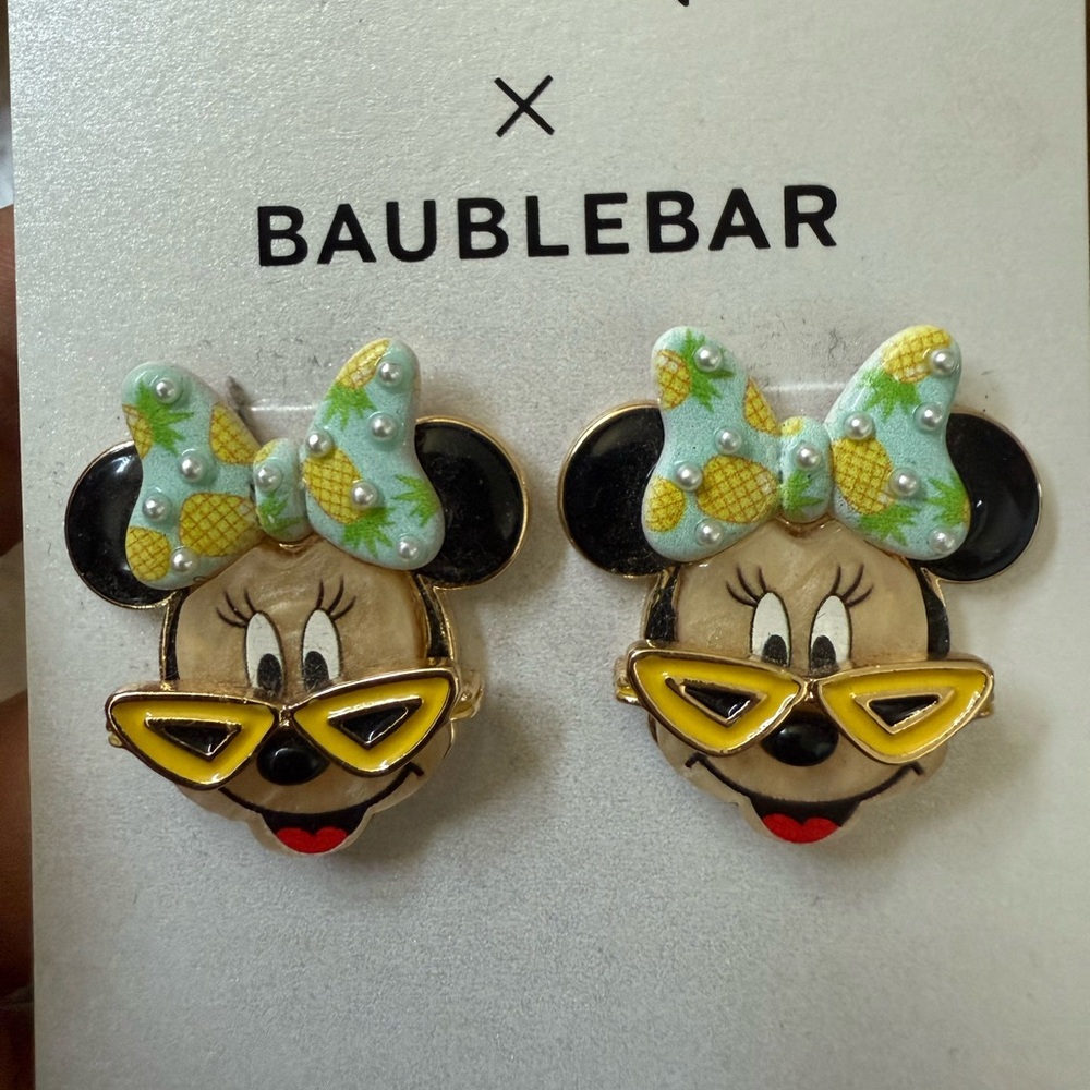 Disney BaubleBar Minnie Mouse Pineapple Bow & Sunglasses Earrings